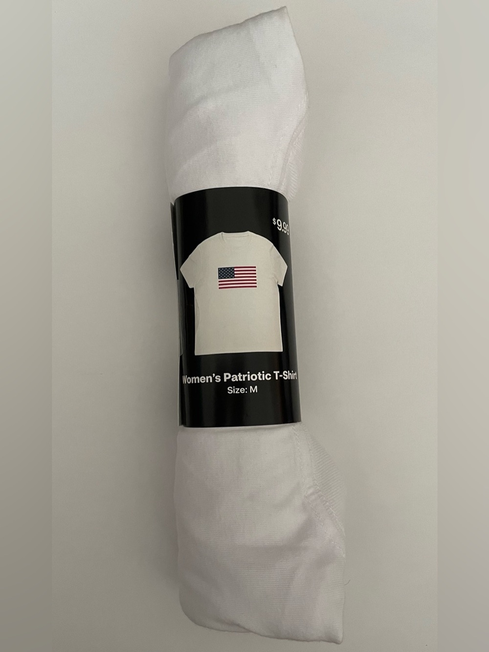 Women's Patriotic T-Shirt - White with American Flag, size M